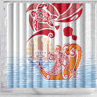 Hawaiki Nui Va'a Solo French Polynesia Shower Curtain Red Color