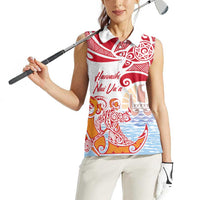 Hawaiki Nui Va'a Solo French Polynesia Women Sleeveless Polo Shirt Red Color