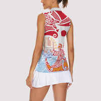 Hawaiki Nui Va'a Solo French Polynesia Women Sleeveless Polo Shirt Red Color