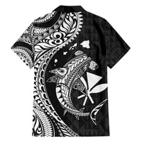 Aloha Hawaii Hammerhead Shark Family Matching Puletasi and Hawaiian Shirt Black Kakau and Polynesian Tattoo LT03 - Polynesian Pride