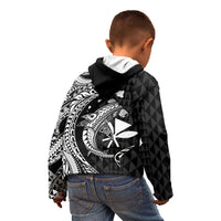 Aloha Hawaii Hammerhead Shark Kid Hoodie Black Kakau and Polynesian Tattoo LT03