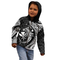 Aloha Hawaii Hammerhead Shark Kid Hoodie Black Kakau and Polynesian Tattoo LT03