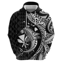 Aloha Hawaii Hammerhead Shark Zip Hoodie Black Kakau and Polynesian Tattoo LT03
