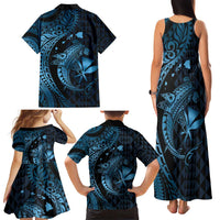 Aloha Hawaii Hammerhead Shark Family Matching Tank Maxi Dress and Hawaiian Shirt Blue Kakau and Polynesian Tattoo LT03