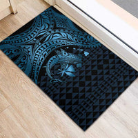 Aloha Hawaii Hammerhead Shark Rubber Doormat Blue Kakau and Polynesian Tattoo LT03