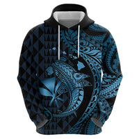 Aloha Hawaii Hammerhead Shark Zip Hoodie Blue Kakau and Polynesian Tattoo LT03