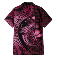 Aloha Hawaii Hammerhead Shark Family Matching Puletasi and Hawaiian Shirt Pink Kakau and Polynesian Tattoo LT03 - Polynesian Pride