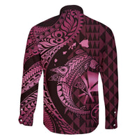 Aloha Hawaii Hammerhead Shark Family Matching Puletasi and Hawaiian Shirt Pink Kakau and Polynesian Tattoo LT03 - Polynesian Pride