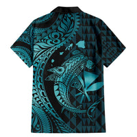 Aloha Hawaii Hammerhead Shark Family Matching Mermaid Dress and Hawaiian Shirt Turquoise Kakau and Polynesian Tattoo LT03