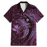 Aloha Hawaii Hammerhead Shark Family Matching Mermaid Dress and Hawaiian Shirt Purple Kakau and Polynesian Tattoo LT03