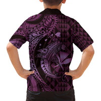 Aloha Hawaii Hammerhead Shark Family Matching Summer Maxi Dress and Hawaiian Shirt Purple Kakau and Polynesian Tattoo LT03 - Polynesian Pride