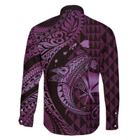 Aloha Hawaii Hammerhead Shark Family Matching Summer Maxi Dress and Hawaiian Shirt Purple Kakau and Polynesian Tattoo LT03 - Polynesian Pride