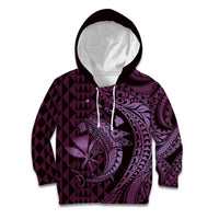 Aloha Hawaii Hammerhead Shark Kid Hoodie Purple Kakau and Polynesian Tattoo LT03