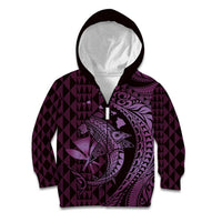Aloha Hawaii Hammerhead Shark Kid Hoodie Purple Kakau and Polynesian Tattoo LT03