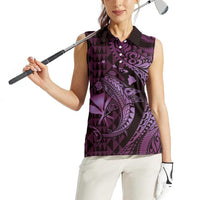 Aloha Hawaii Hammerhead Shark Women Sleeveless Polo Shirt Purple Kakau and Polynesian Tattoo LT03