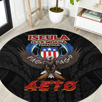 American Samoa Fautasi Round Carpet Pago Pago Aeto and Iseula o le Moana of Fagatogo Black Color - Polynesian Pride