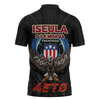 American Samoa Fautasi Zipper Polo Shirt Pago Pago Aeto and Iseula o le Moana of Fagatogo Black Color - Polynesian Pride