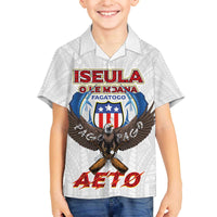 American Samoa Fautasi Family Matching Off The Shoulder Long Sleeve Dress and Hawaiian Shirt Pago Pago Aeto and Iseula o le Moana of Fagatogo White Color - Polynesian Pride