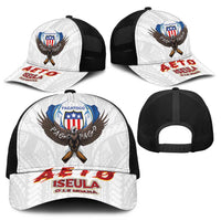 American Samoa Fautasi Mesh Trucker Cap Pago Pago Aeto and Iseula o le Moana of Fagatogo White Color LT03 - Polynesian Pride