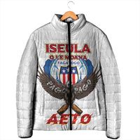 American Samoa Fautasi Padded Jacket Pago Pago Aeto and Iseula o le Moana of Fagatogo White Color - Polynesian Pride