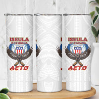 American Samoa Fautasi Skinny Tumbler Pago Pago Aeto and Iseula o le Moana of Fagatogo White Color - Polynesian Pride