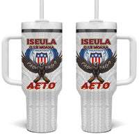 American Samoa Fautasi Tumbler With Handle Pago Pago Aeto and Iseula o le Moana of Fagatogo White Color - Polynesian Pride