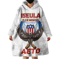 American Samoa Fautasi Wearable Blanket Hoodie Pago Pago Aeto and Iseula o le Moana of Fagatogo White Color - Polynesian Pride