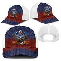 American Samoa Fautasi Baseball Net Cap Pago Pago Aeto and Iseula o le Moana of Fagatogo Red-Blue LT03 - Polynesian Pride