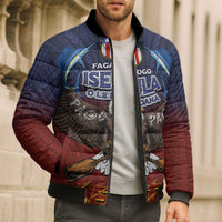 American Samoa Fautasi Bomber Puffer Jacket Pago Pago Aeto and Iseula o le Moana of Fagatogo Red-Blue - Polynesian Pride