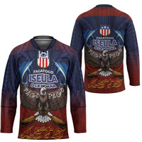 American Samoa Fautasi Hockey Jersey Pago Pago Aeto and Iseula o le Moana of Fagatogo Red-Blue LT03 - Polynesian Pride