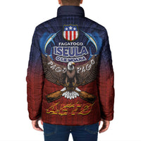 American Samoa Fautasi Padded Jacket Pago Pago Aeto and Iseula o le Moana of Fagatogo Red-Blue - Polynesian Pride
