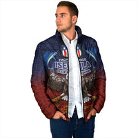 American Samoa Fautasi Padded Jacket Pago Pago Aeto and Iseula o le Moana of Fagatogo Red-Blue - Polynesian Pride
