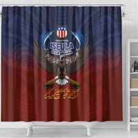 American Samoa Fautasi Shower Curtain Pago Pago Aeto and Iseula o le Moana of Fagatogo Red-Blue - Polynesian Pride