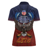 American Samoa Fautasi Women Polo Shirt Pago Pago Aeto and Iseula o le Moana of Fagatogo Red-Blue LT03 - Polynesian Pride
