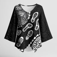 Hawaii Running Kimono Sleeve Blouse Polynesian Tribal Tattoo