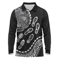 Hawaii Running Long Sleeve Polo Shirt Polynesian Tribal Tattoo