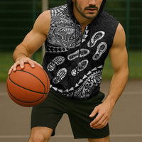 Hawaii Running Sleeveless Zip Hoodie Polynesian Tribal Tattoo