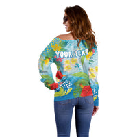 Personalized Hawaii Marathon Off Shoulder Sweater Polynesian Motif Tropical Style