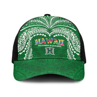 Hawaii Rainbow Warriors Baseball Net Cap Polynesian Motif Green Color