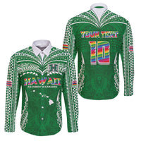 Custom Hawaii Rainbow Warriors Family Matching Puletasi and Hawaiian Shirt Polynesian Motif Green Color