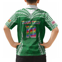 Custom Hawaii Rainbow Warriors Hawaiian Shirt Polynesian Motif Green Color