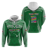 Custom Hawaii Rainbow Warriors Hoodie Polynesian Motif Green Color