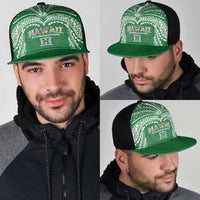 Hawaii Rainbow Warriors Mesh Trucker Cap Polynesian Motif Green Color