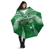 Hawaii Rainbow Warriors Umbrella Polynesian Motif Green Color