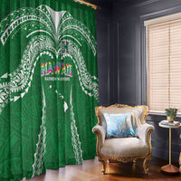 Hawaii Rainbow Warriors Window Curtain Polynesian Motif Green Color