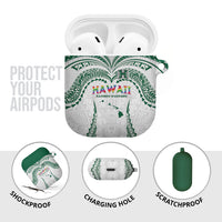 Hawaii Rainbow Warriors AirPods Case Polynesian Motif White Color