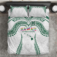 Hawaii Rainbow Warriors Bedding Set Polynesian Motif White Color