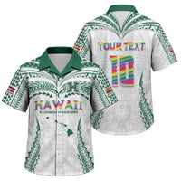 Custom Hawaii Rainbow Warriors Family Matching Summer Maxi Dress and Hawaiian Shirt Polynesian Motif White Color