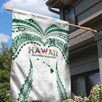 Hawaii Rainbow Warriors Garden Flag Polynesian Motif White Color