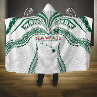 Hawaii Rainbow Warriors Hooded Blanket Polynesian Motif White Color